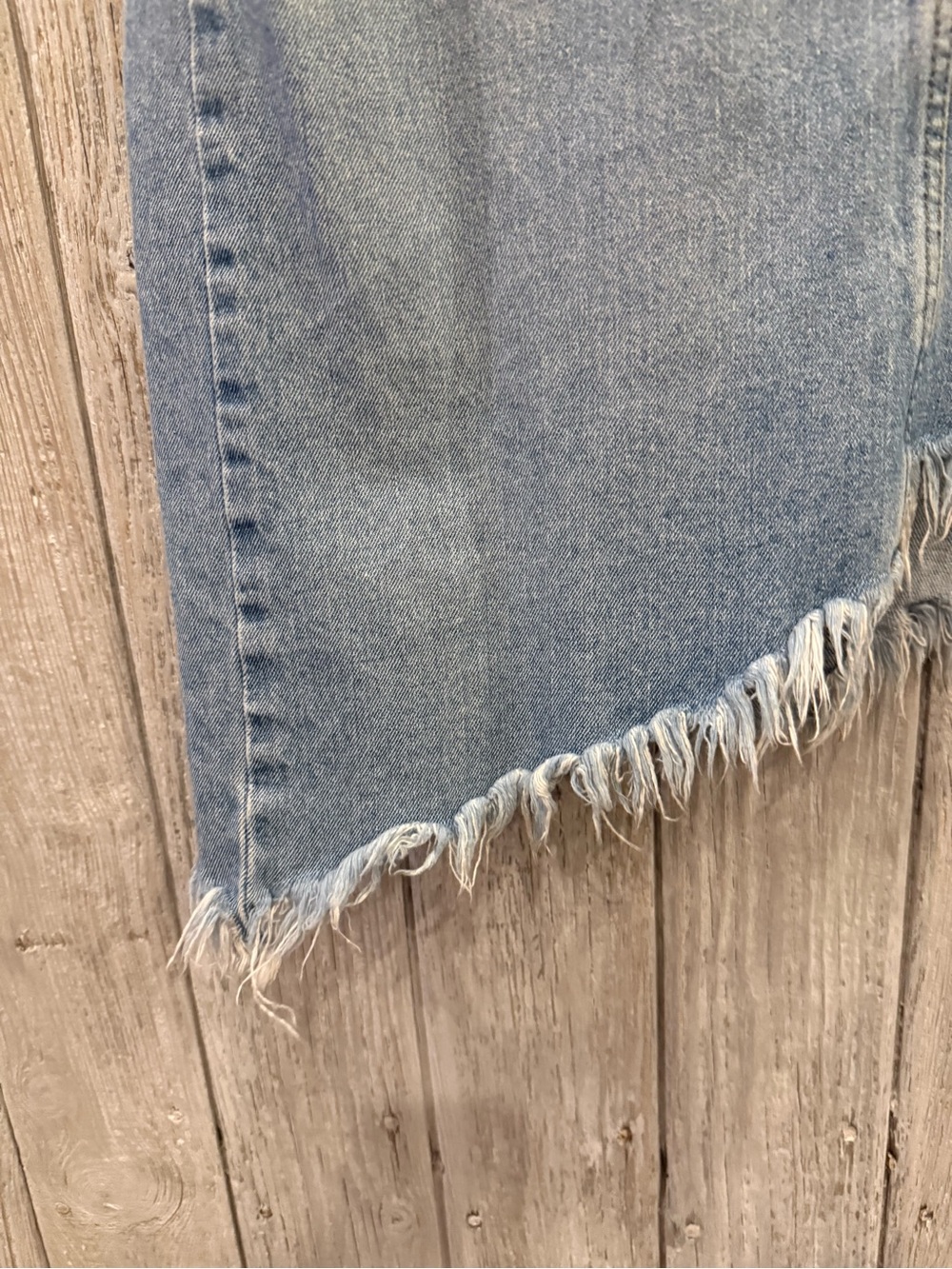 Zara Light Blue Asymmetrical Distressed Denim Skirt - Picture 3 of 9